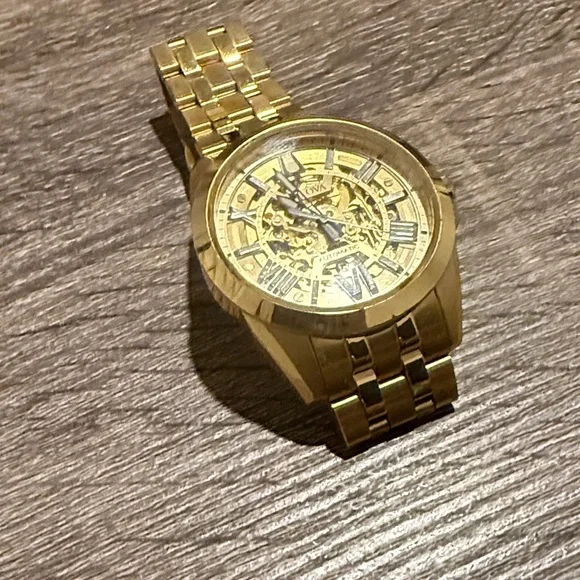 Bulova Gold Skeleton Dial Watch